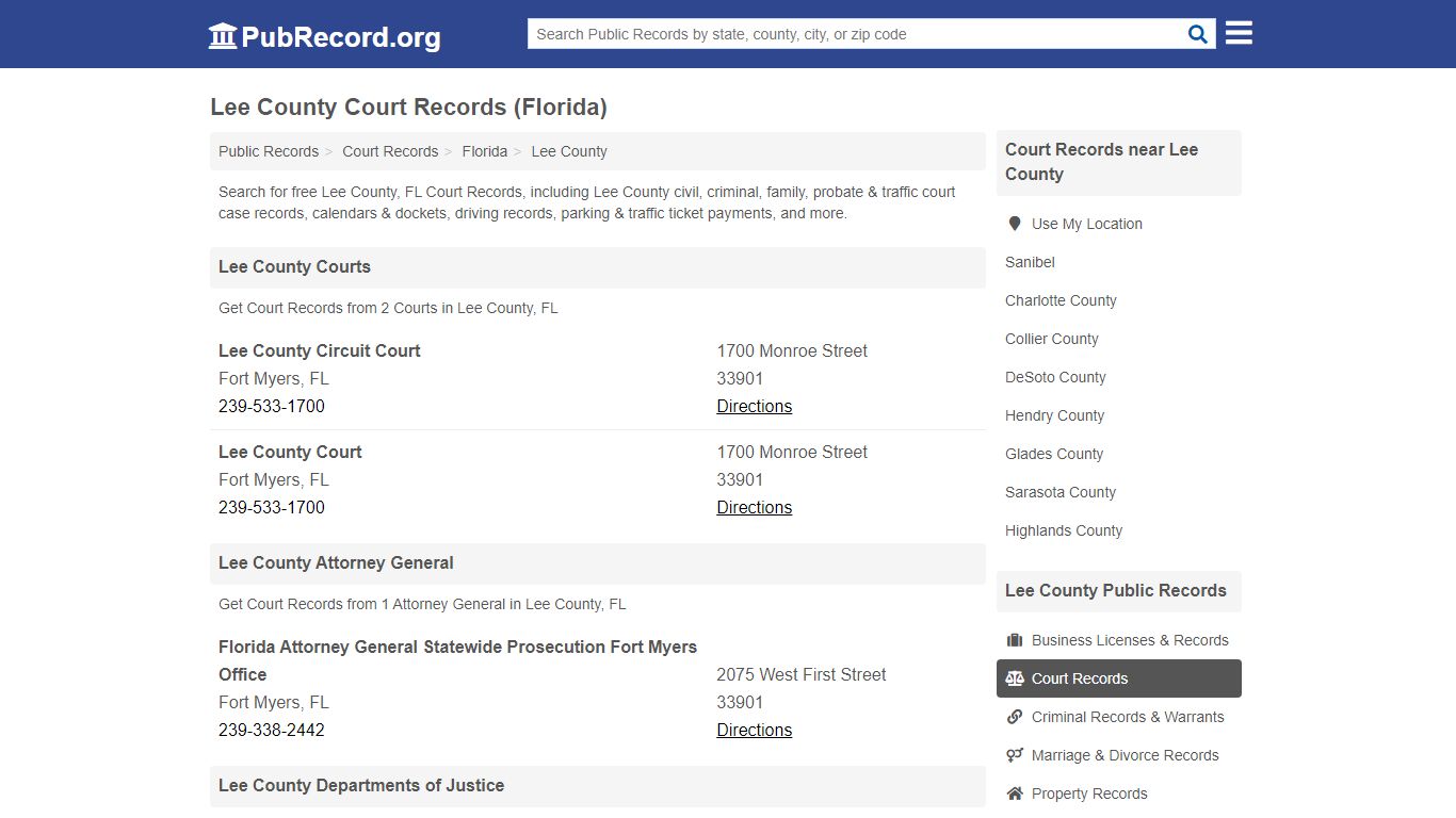 Free Lee County Court Records (Florida Court Records) - PubRecord.org
